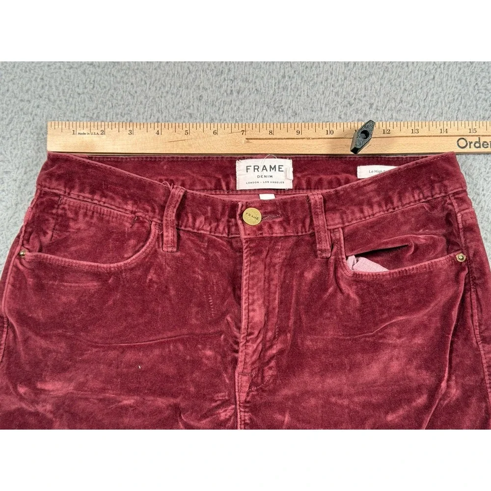 Frame Pants Womens 29 Red Le High Rise Skinny Velvet Pinot Ankle Mid‎ Rise Crop - Picture 10 of 15